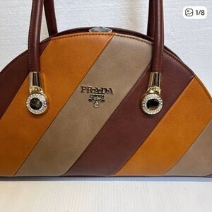 Prada Tri-Color Shoulder Bag with Gold Accents